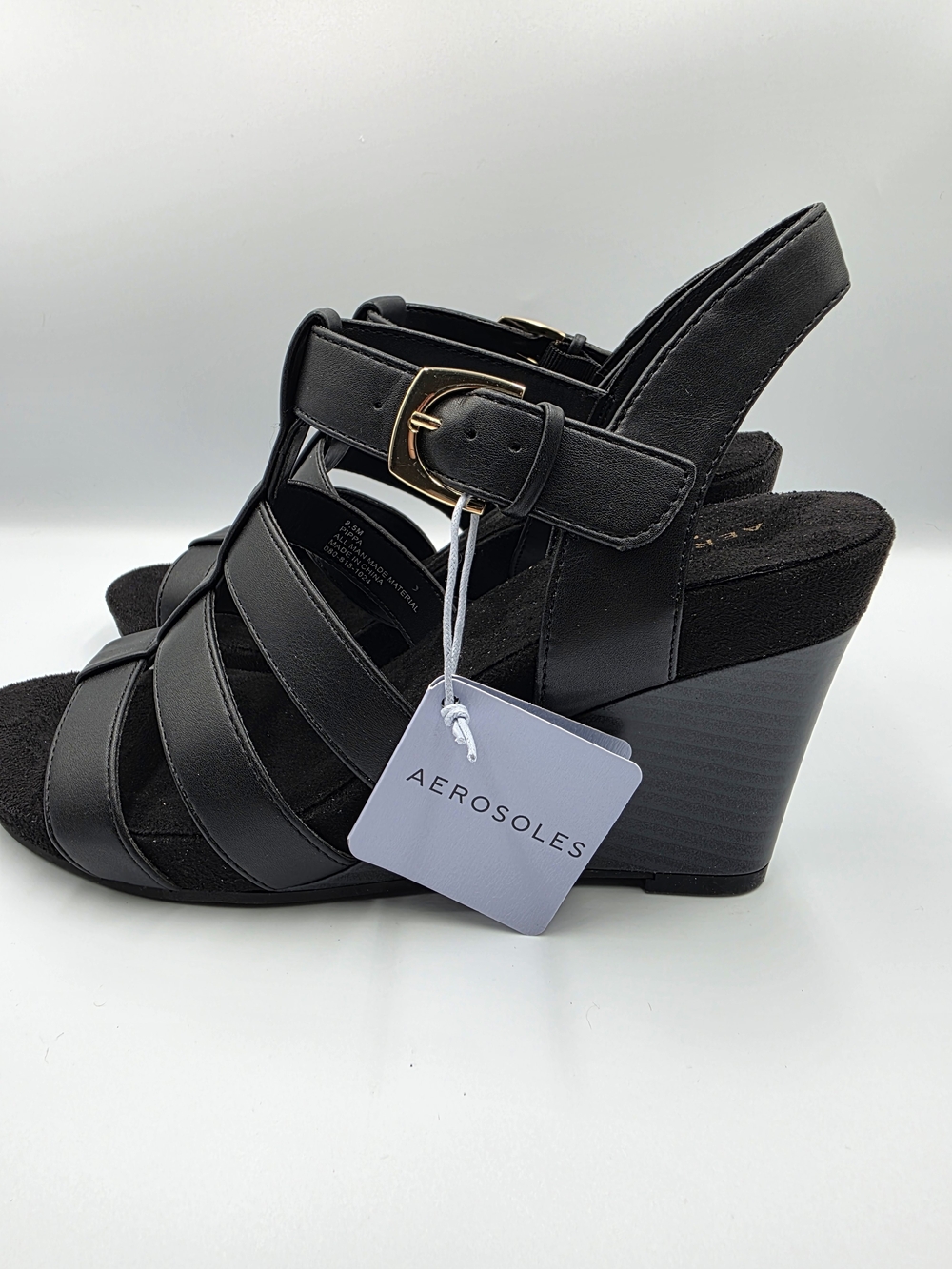 Aerosoles Pippa Women's Black Wedge Sandals - 8.5M